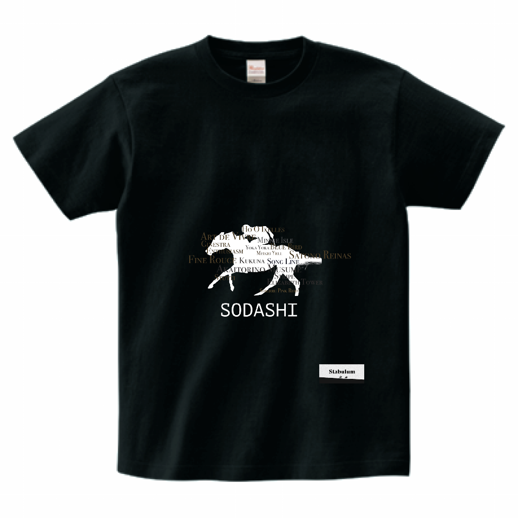 ソダシ ブラックTシャツ-桜花賞Ⅱ – STABULUM -Horse Racing Fashion